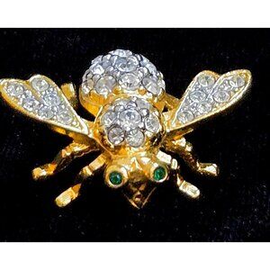 Joan Rivers Gold Plated Crystal Bumble Bee Brooch Vintage